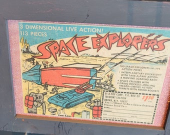 Framed Vintage Space Explorers Comic Book Ad - Rescued Print from the 1980s