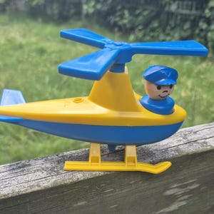 Vintage Fisher Price Little People Pilot and Helicopter