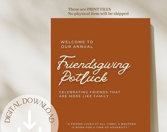 Friendsgiving Decor | Friendsgiving Welcome Sign | Printable Thanksgiving Sign | Thanksgiving Decor