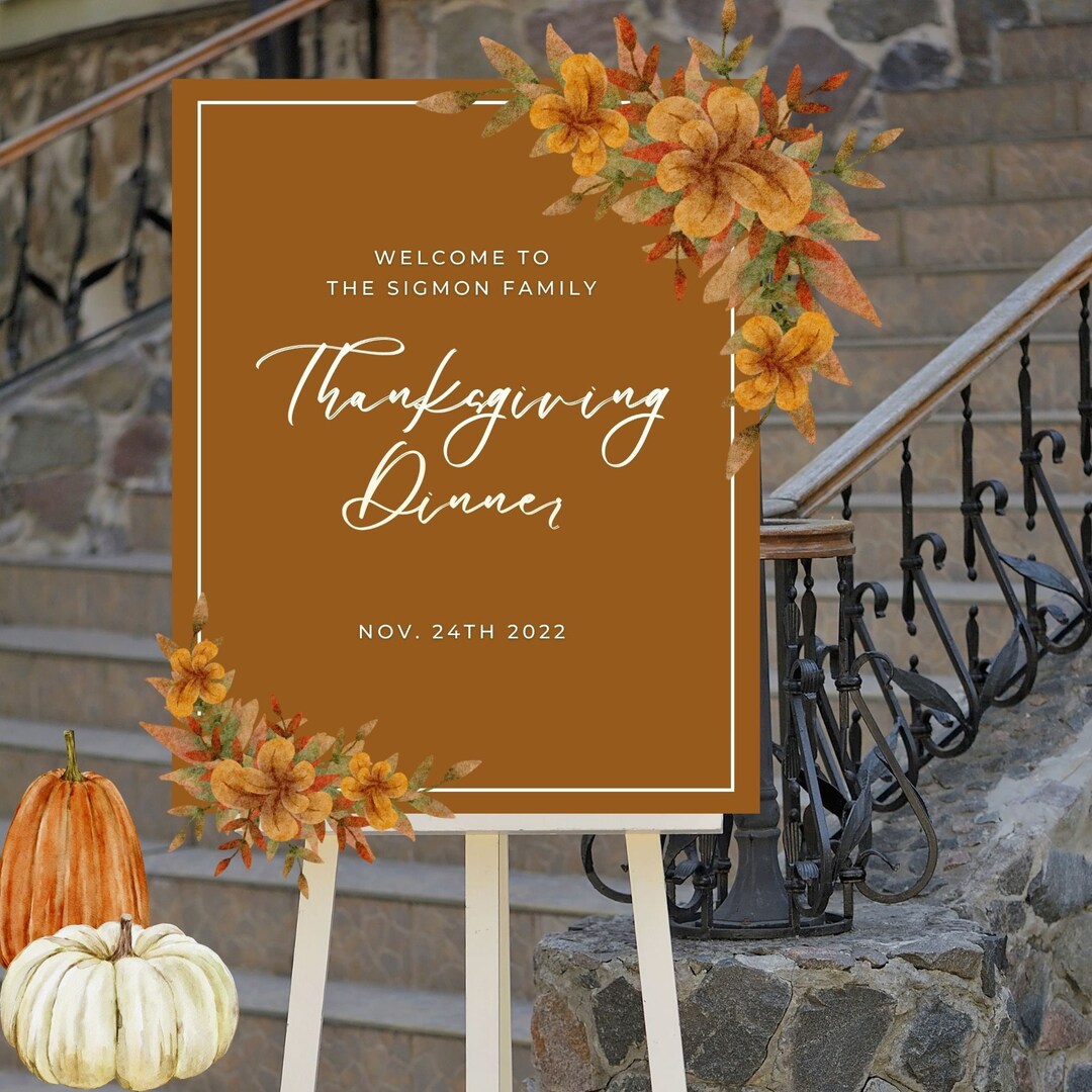 Simple Thanksgiving Welcome Sign Template Thanksgiving Fall Decor ...