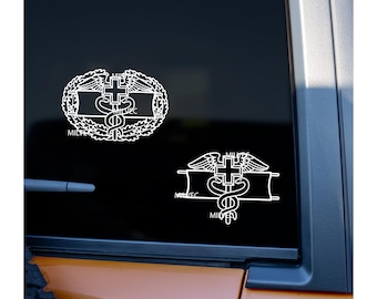 Combat or Expert Medical Badge EMB CMB vinyl decal for windows or smooth surfaces