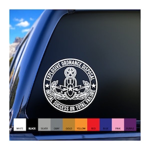 EOD Master Senior or Basic with Initial Success or Total Failure and Explosive Ordnance Disposal Vinyl Decal