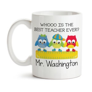 Coffee Mug, Personalized Teachers Name, Best Teacher Ever, Owls, Students, End Of School Gift, Teacher Mug, Gift Idea