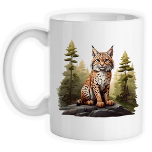 Coffee Mug, Bobcat Sitting In Forest, Bobcat Lover, I Love Bobcats, Wild Bobcat, Bobcat Art, Gift Idea