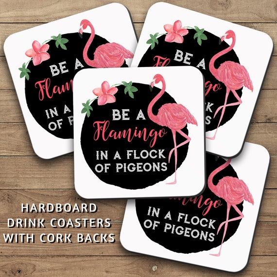 Set of 10 Acrylic customised coasters Wedding coasters Pink Flamingo