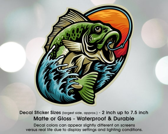 Bass Fishing Water Scene, Vinyl Decal Sticker Sizes 2 Inch up to 7.5 Inch,  Waterproof & Durable -  Finland