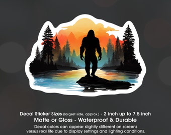 Bigfoot Sasquatch River Forest, Vinyl Decal Sticker Sizes 2 inch up to 7.5 inch, Waterproof & Durable