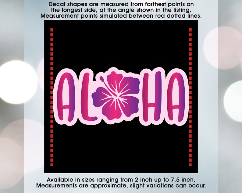 Aloha Hawaiian Hibiscus Pink Purple, Vinyl Decal Sticker Sizes 2 inch up to 7.5 inch, Waterproof & Durable image 3