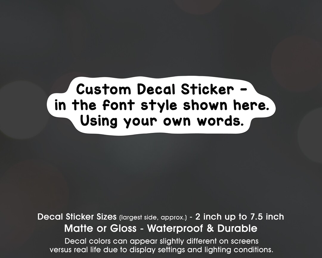 Form. Text Sticker Custom Text Decal Sticker: Waterproof Vinyl, 3 Lines - Etsy