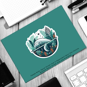 Manatee Cute Sea Cow, Manatee Lover, Vinyl Decal Sticker Sizes 2 inch up to 7.5 inch, Waterproof & Durable image 4