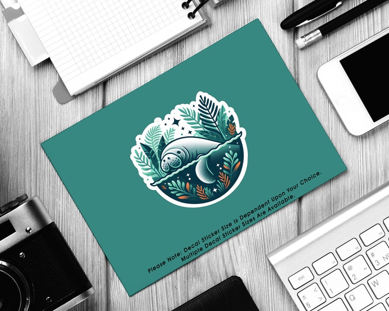 Manatee Cute Sea Cow, Manatee Lover, Vinyl Decal Sticker Sizes 2 inch up to 7.5 inch, Waterproof & Durable image 4