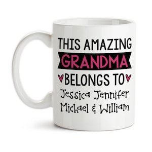 Coffee Mug, Personalized This Amazing Grandma Belongs To W/ Grandkids Names Mother's Day Birthday, Gift Idea