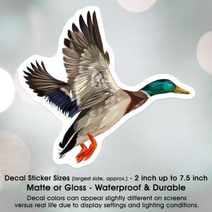 Mallard Duck Flying Artistic Design, Vinyl Decal Sticker Sizes 2 inch up to 7.5 inch, Waterproof & Durable image 2