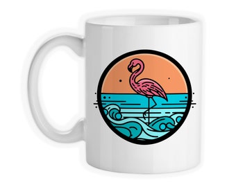 Flamingo Beach Coffee Mug: Tropical Art Gift (11oz or 15oz)