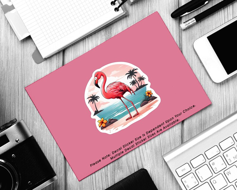 Flamingo Tropical Beach, Flamingo Lover, Vinyl Decal Sticker Sizes 2 inch up to 7.5 inch, Waterproof & Durable image 4