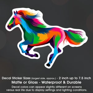 Horse Running Color Splash Rainbow Art, Vinyl Decal Sticker Sizes 2 inch up to 7.5 inch, Waterproof & Durable
