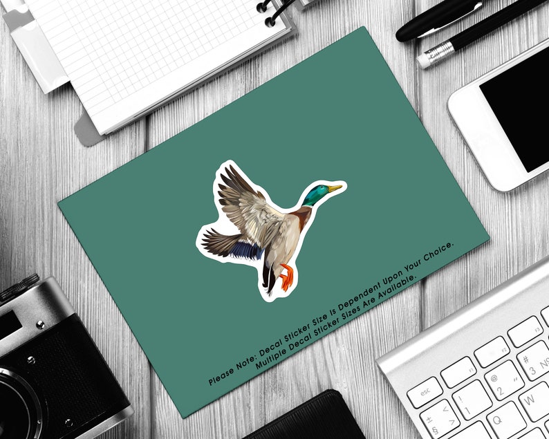 Mallard Duck Flying Artistic Design, Vinyl Decal Sticker Sizes 2 inch up to 7.5 inch, Waterproof & Durable image 4