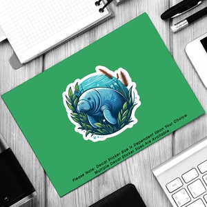 Manatee Sea Cow Underwater, Manatee Lover, Vinyl Decal Sticker Sizes 2 inch up to 7.5 inch, Waterproof & Durable image 4