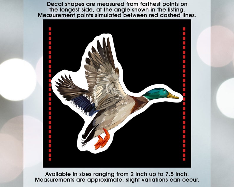 Mallard Duck Flying Artistic Design, Vinyl Decal Sticker Sizes 2 inch up to 7.5 inch, Waterproof & Durable image 3