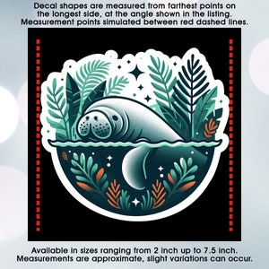 Manatee Cute Sea Cow, Manatee Lover, Vinyl Decal Sticker Sizes 2 inch up to 7.5 inch, Waterproof & Durable image 3