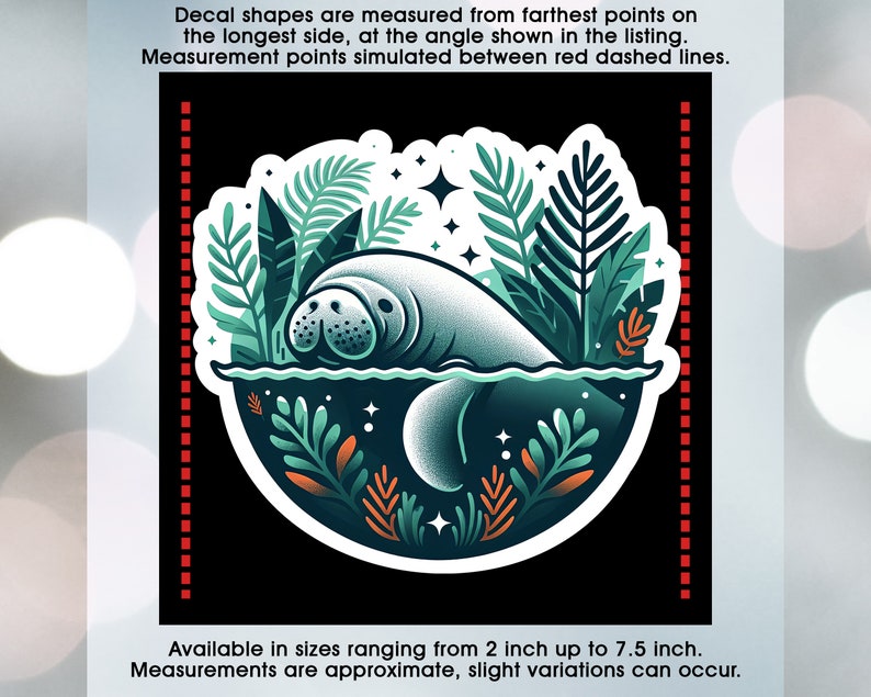 Manatee Cute Sea Cow, Manatee Lover, Vinyl Decal Sticker Sizes 2 inch up to 7.5 inch, Waterproof & Durable image 3