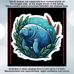 Manatee Sea Cow Underwater, Manatee Lover, Vinyl Decal Sticker Sizes 2 inch up to 7.5 inch, Waterproof & Durable image 3