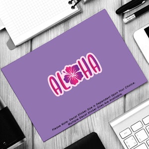 Aloha Hawaiian Hibiscus Pink Purple, Vinyl Decal Sticker Sizes 2 inch up to 7.5 inch, Waterproof & Durable image 4