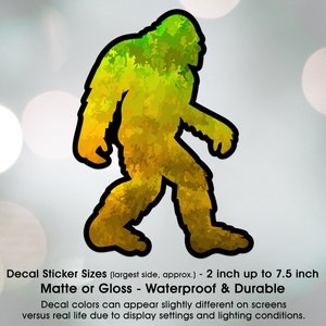 Bigfoot Camouflage Grunge Forest, Vinyl Decal Sticker Sizes 2 inch up to 7.5 inch, Waterproof & Durable image 1