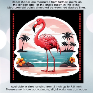 Flamingo Tropical Beach, Flamingo Lover, Vinyl Decal Sticker Sizes 2 inch up to 7.5 inch, Waterproof & Durable image 3