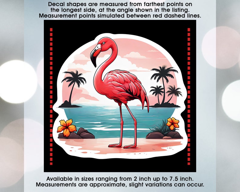 Flamingo Tropical Beach, Flamingo Lover, Vinyl Decal Sticker Sizes 2 inch up to 7.5 inch, Waterproof & Durable image 3