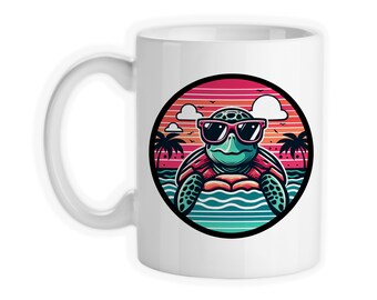 Coffee Mug, Sea Turtle Sunglasses Sunset Beach, Sea Turtle Lover, Gift Idea