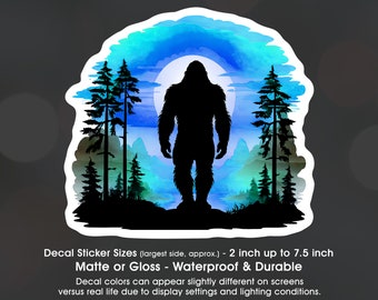 Bigfoot Sasquatch Moon, Vinyl Decal Sticker Sizes 2 inch up to 7.5 inch, Waterproof & Durable