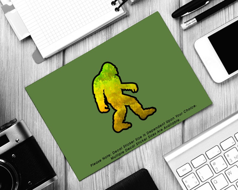 Bigfoot Camouflage Grunge Forest, Vinyl Decal Sticker Sizes 2 inch up to 7.5 inch, Waterproof & Durable image 4