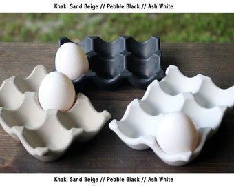 Egg Holder Tray, Concrete Egg Storage, Cement Egg Holder, Modern Farmhouse Industrial Stylish Kitchen, Backyard Chickens, Egg Collection