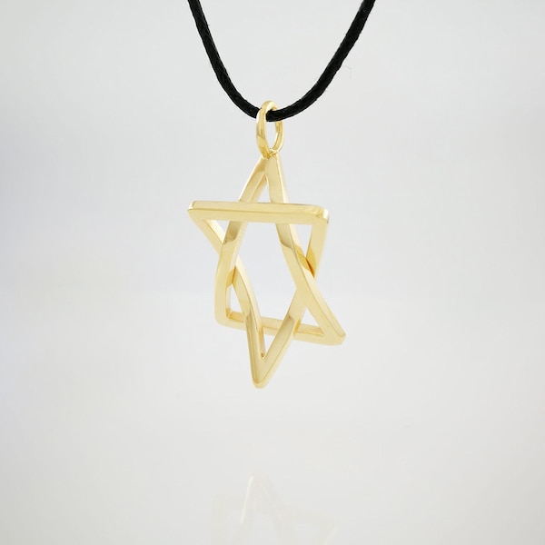 STAR OF DAVID,Judaika,18 Karat Gold star of David,Israeli jewelry,Jewish amulet,3D star of David,תליון מגן דוד,designer modern Jewish star
