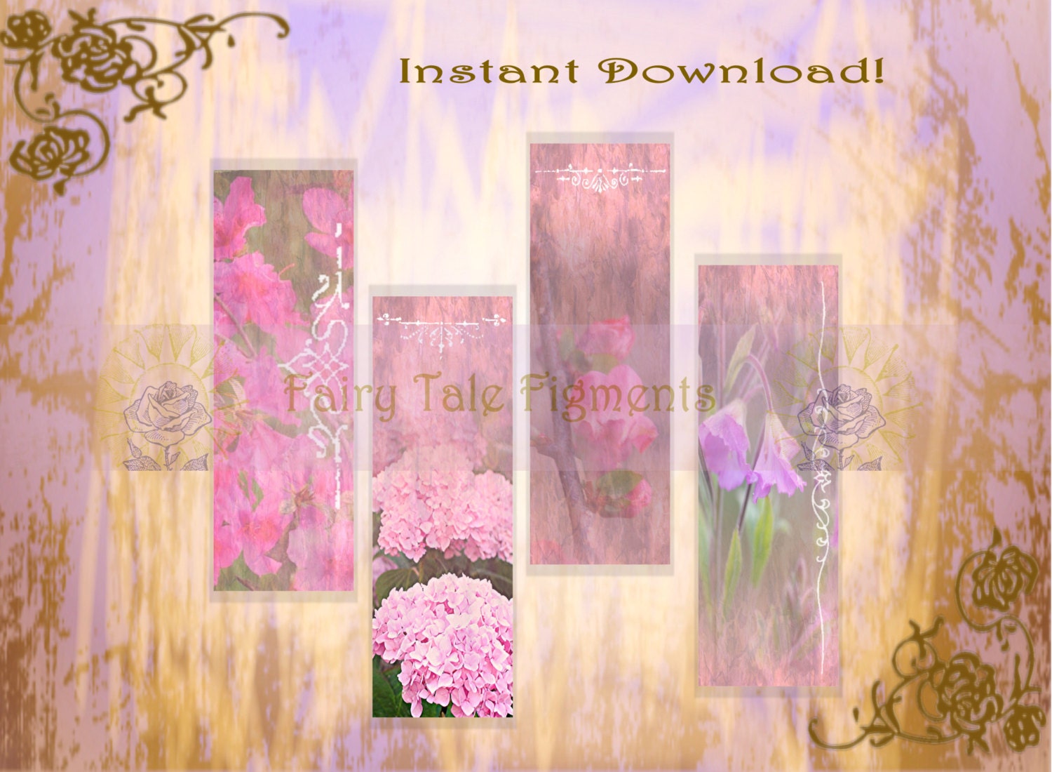 printable bookmarks four bookmarks nature bookmarks floral etsy