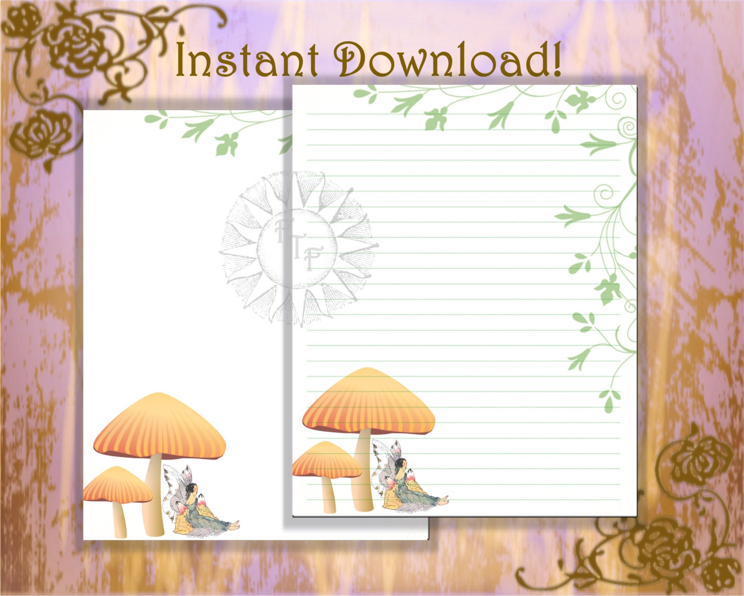 Fairy Stationery Mushroom Page Mushroom Stationery Etsy