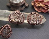 Copper Hearts Pentacle Ring