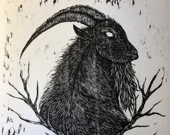 Unholy Bond - Black Phillip woodcut print