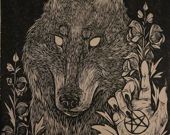 Ace of Pentacles - Linocut Print