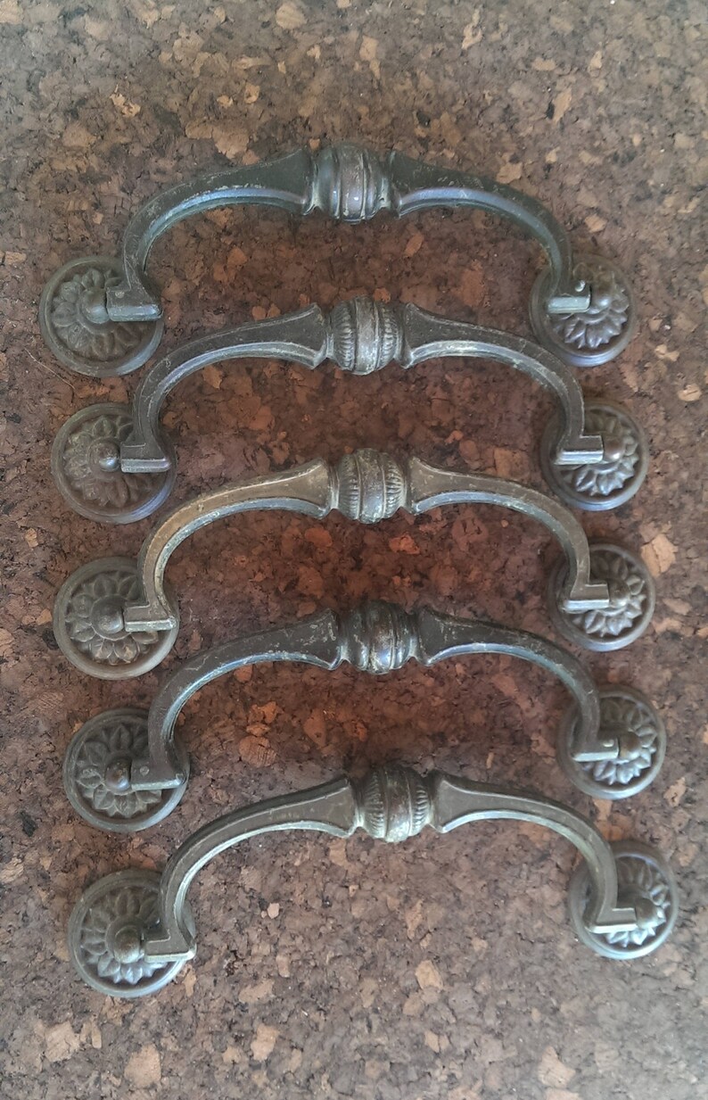 Vintage Hardware Set of 5 Solid Brass Hanging Drawer Pulls Etsy