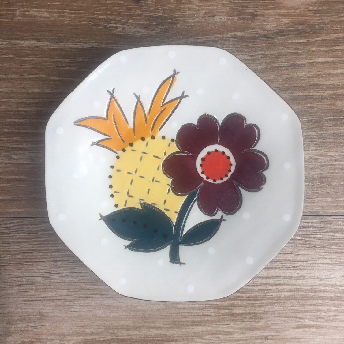 Set of 4 Ceramic Snack Plates with Fruit