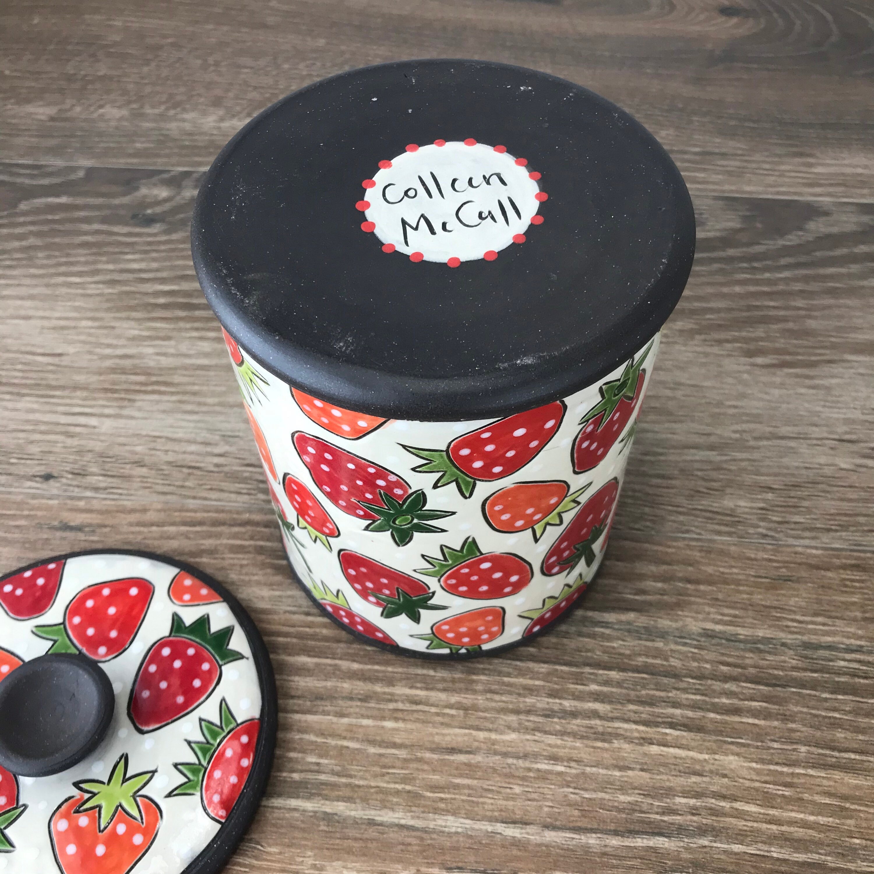 Storage Jar with Strawberry Pattern
