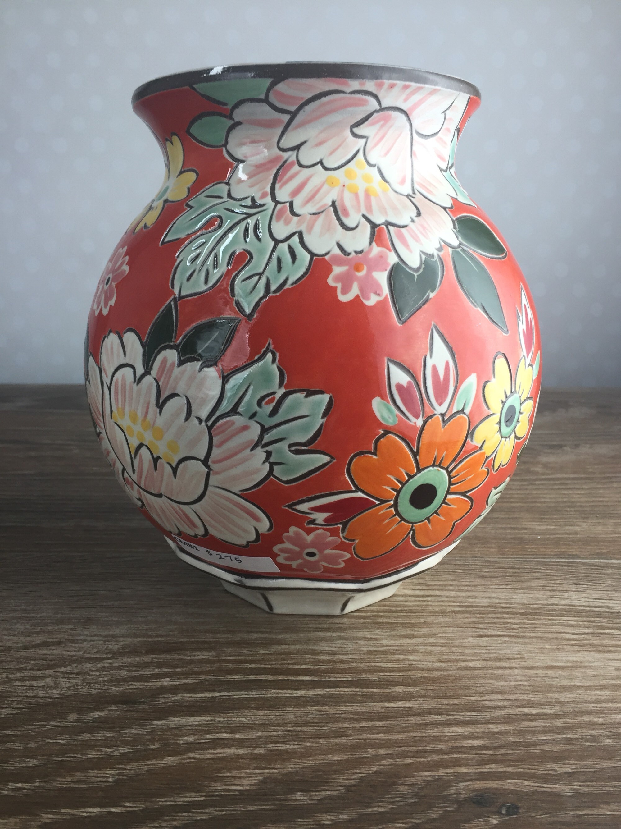 Round Red Vase