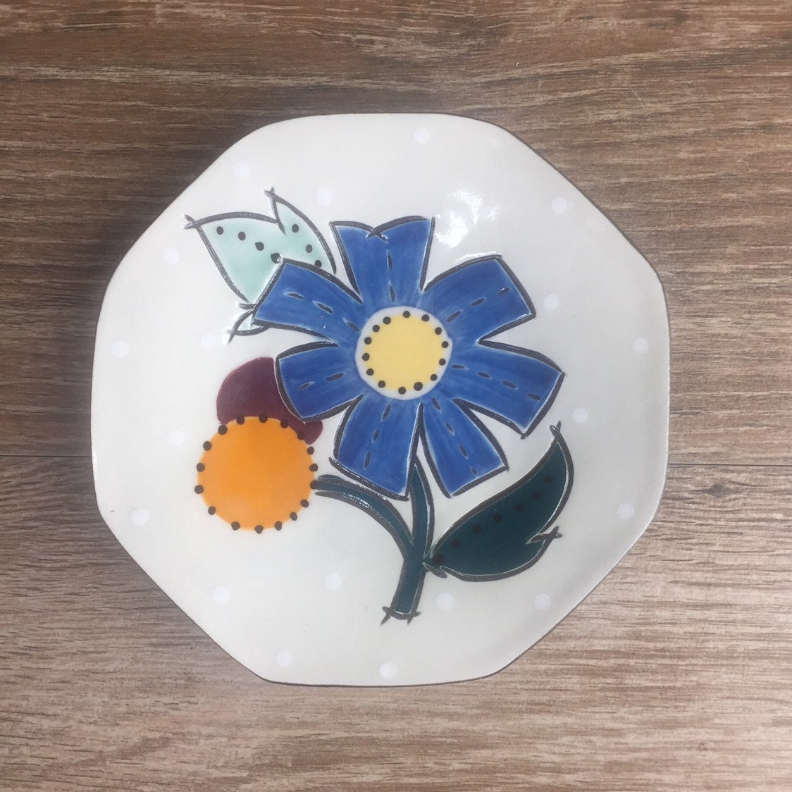 Set of 4 Ceramic Snack Plates with Fruit