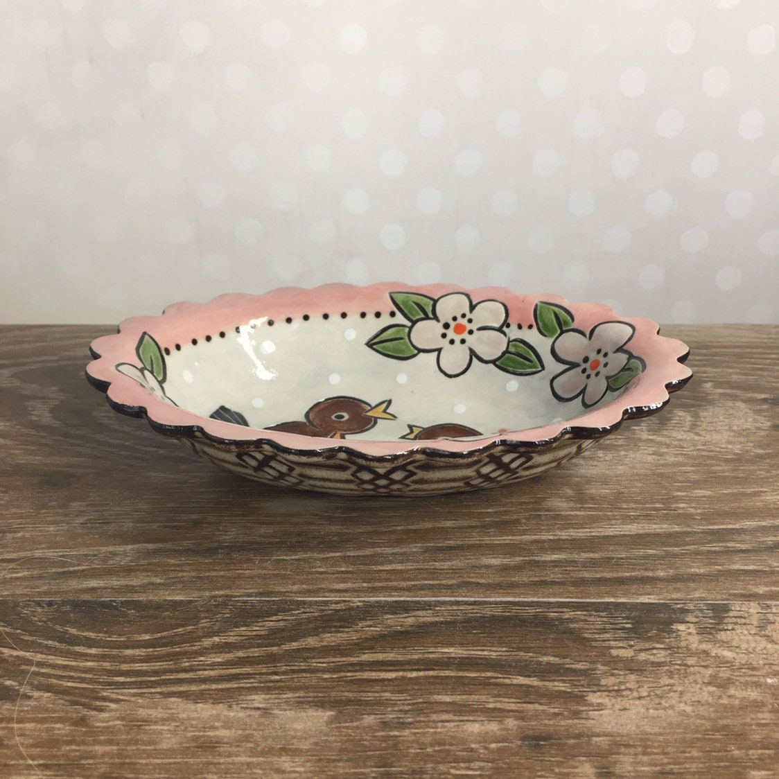 Ceramic Candy Dish with Robins