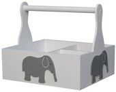 Grey (Gray) Elephant Nursery Organizer Caddy