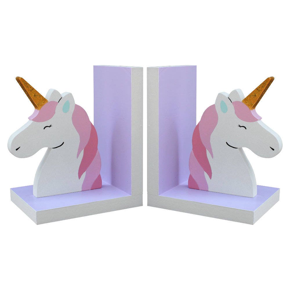 Unicorn Bookends Wooden Zoom