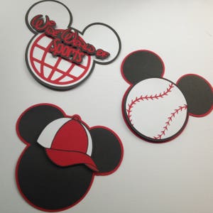 Disney - Wide World of Sports MIckey Heads - Die Cut Paper Pieced Embellishments for Scrapbook Pages - Mickey - ESPN - Wide World of Sports