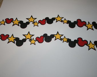 Disney - Mickey Heads and Stars Border Set - Die Cut Paper Piecing for Scrapbook Pages